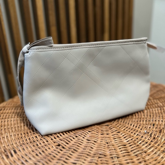 Burberry Handbags - NWOT Burberry Beige Quilted Pattern Makeup Cosmetic Travel Bag Pouch